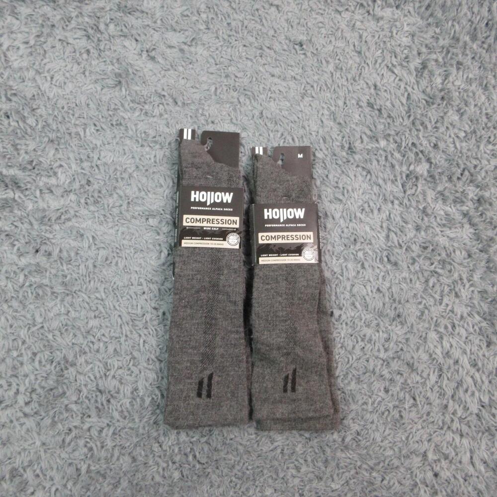 Hollow Socks Mens M Gray Compression Alpaca Nylon Spandex Moisture Wicking NWT
